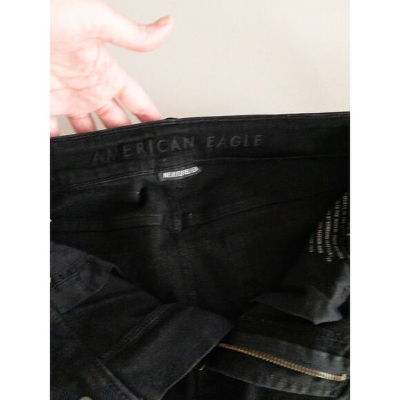 American Eagle Next Level Flex Black Slim Straight Jean 32x32 Stretch frayed hem - Picture 10 of 16